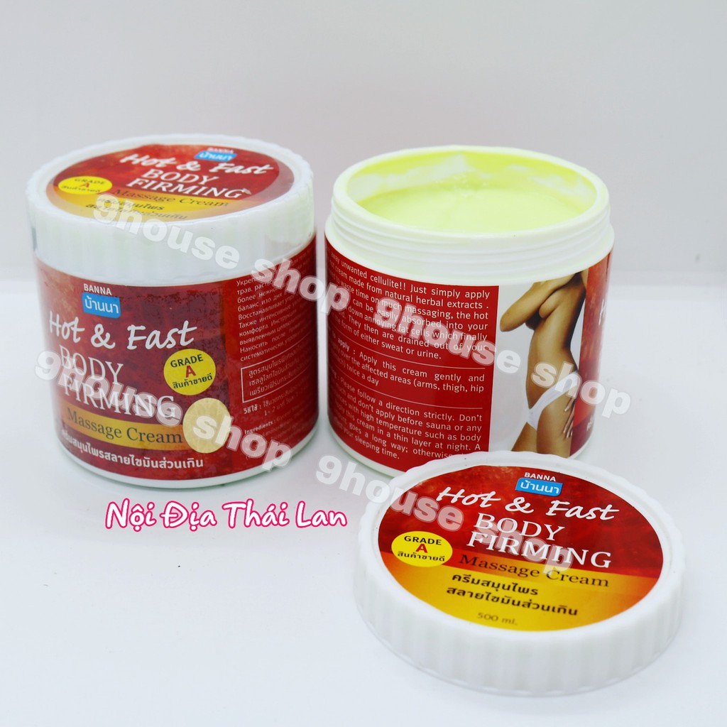 (HỦ ĐỎ) Kem Massage Tan Mỡ BANNA Hot &amp; Fast Body Firming Massage Cream 500gram