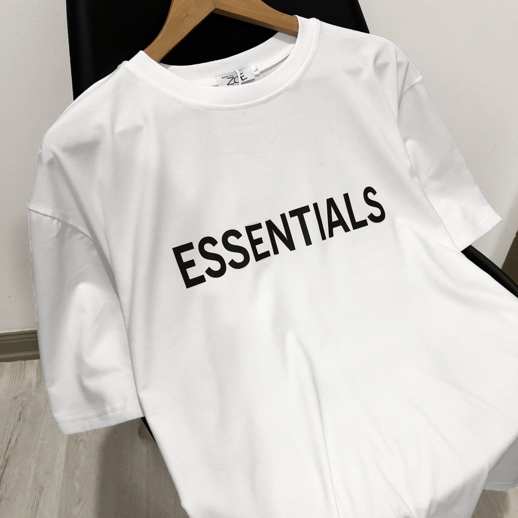 Áo thun nữ Essentials form rộng tay lỡ chất vải Cotton Nhung cao cấp mềm mịn, áo phông đen trắng Unisex nam nữ