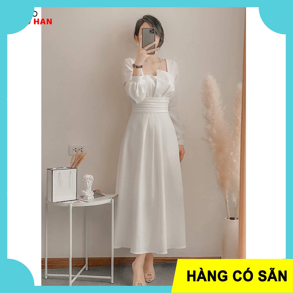 [BIGSIZE MOOHAN] ⚡️𝐌𝐈𝐄̂̃𝐍 𝐏𝐇𝐈́ 𝐒𝐇𝐈𝐏⚡️ĐẦM BIGSIZE TRẮNG CỔ VUÔNG XẾP LY TAY DÀI DÁNG XÒE, ĐẦM ĐÁM CƯỚI | BigBuy360 - bigbuy360.vn