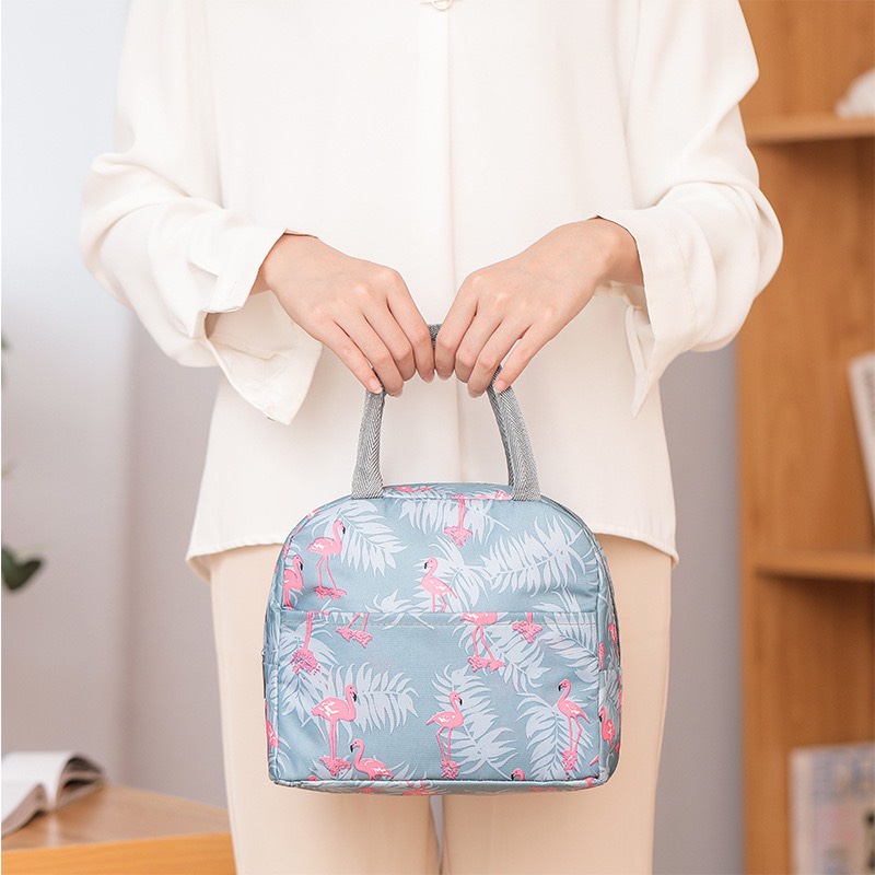 Túi Giữ Nhiệt Hình Hồng Hạc, Túi Đựng Hộp Cơm Văn Phòng Nhỏ Gọn, Dễ Thương Có Quai Xách Tiện Lợi