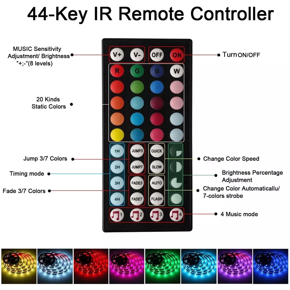 ĐÈN LED DÂY RGB CẢM BIẾN ÂM THANH 16 TRIỆU MÀU CHUYÊN DECOR PHÒNG