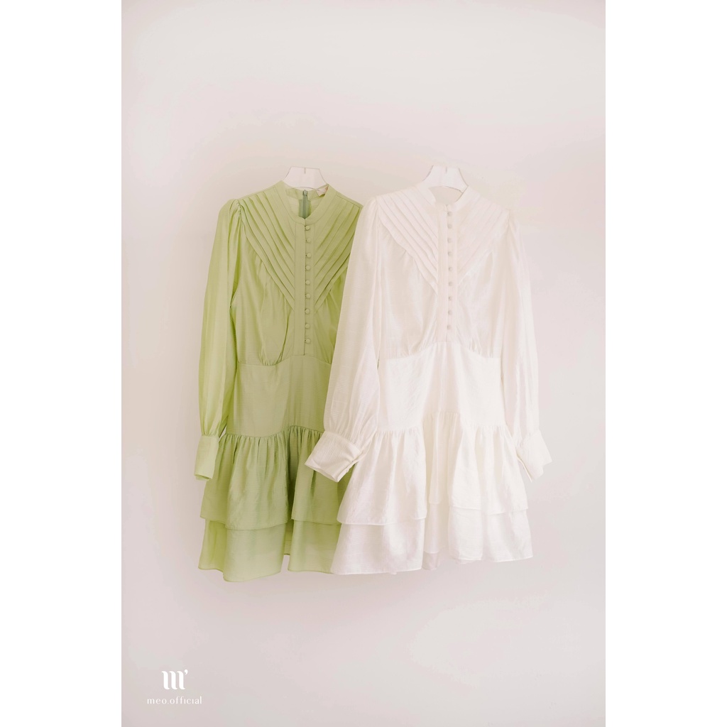 Váy liền nữ Méo shop tay bồng bo eo dáng xoè Juliing