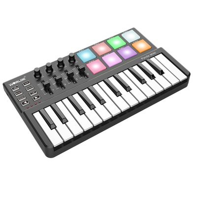 Synth soạn nhạc cho âm nhạc mini đen trên bàn phím ngón tay trống. Dj điều khiển Trống điện Đàn piano điện