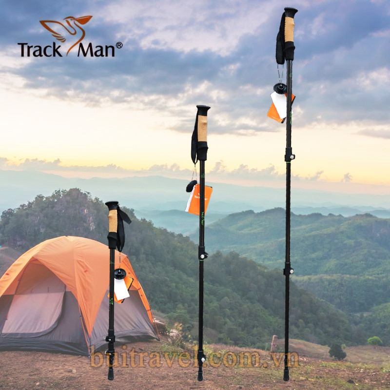 Gậy leo núi cacbon siêu gọn nhẹ Trackman TM6708- Gậy đi phượt 3 khúc- Bụi Travel