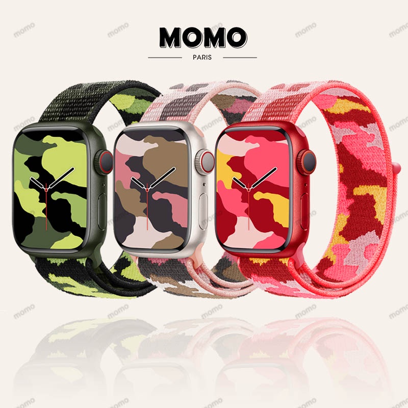 Dây Đeo Nylon Họa Tiết Rằn Ri Cho Đồng Hồ Thông Minh 45mm 44mm 41mm 44mm 40mm 42mm 38mm