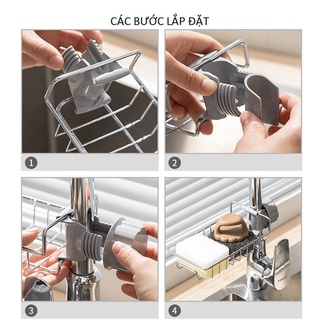 Kệ Gắn Vòi INOX Để Đồ Giẻ Rửa Chén Bát