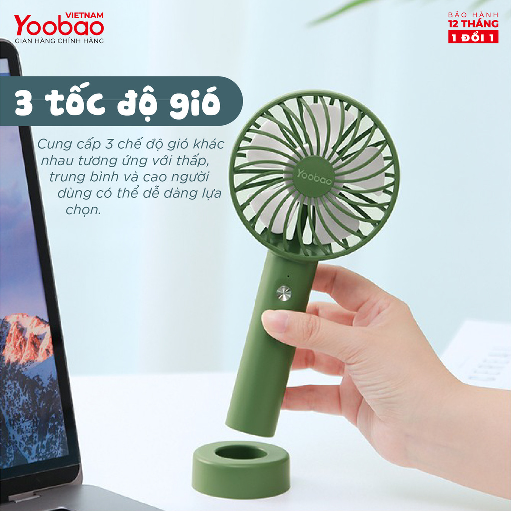 Quạt sạc mini cầm tay / để bàn YOOBAO F3S - 2000mAh Có 3 chế độ gió Nhỏ gọn tiện lợi nhiều màu sắc