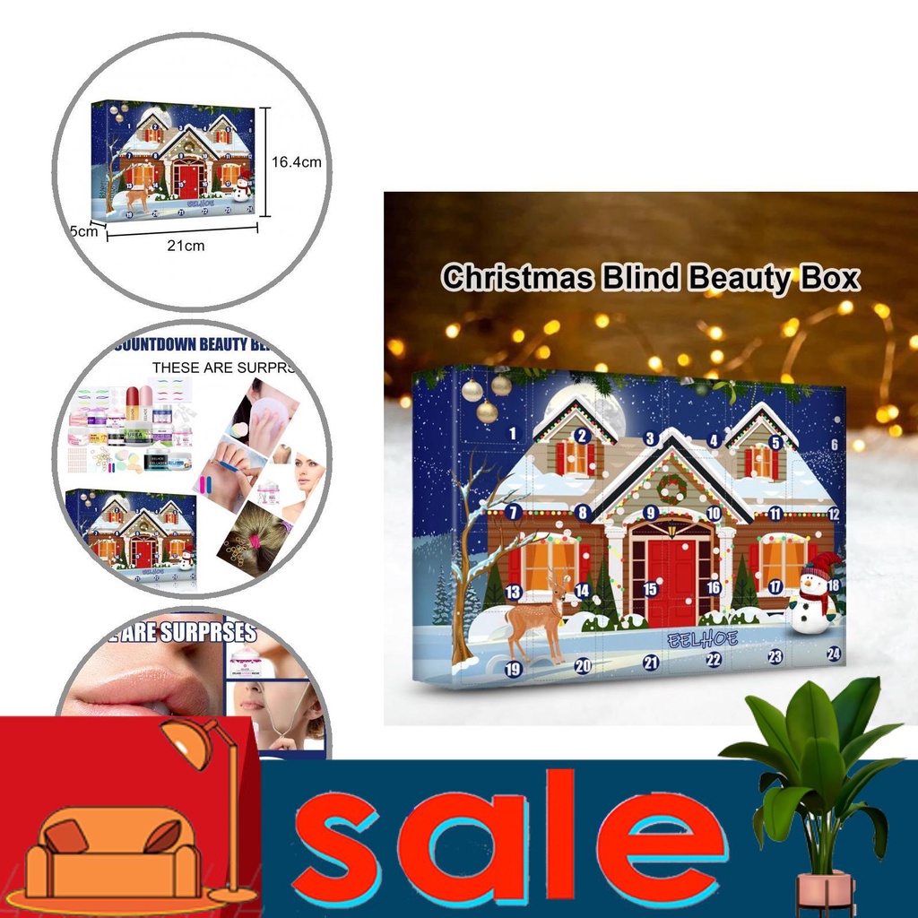 Hộp trang điểm kiêm lịch đếm ngược phong cách giáng sinh thiết kế bắt mắt quà tặng thú vị cho nữ