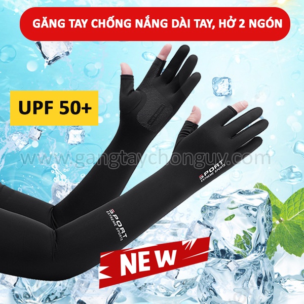 Găng tay chống nắng dài Full tay hở ngón cho nam, vải lụa băng mát chống nắng, chống tia UV/chống trượt, co giãn GSUN HN