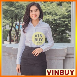Áo sơ mi trắng nữ công sở form công sở dáng đẹp vải cotton nhung mềm độ co giãn nhẹ thoải mái