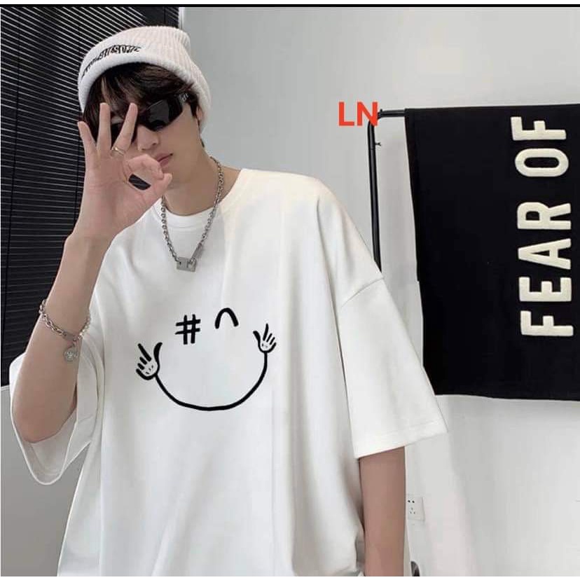 [ SẴN HÀNG +GIÁ RẺ ] , Áo phông mặt cười tay lỡ nam nữ unisex form rộng