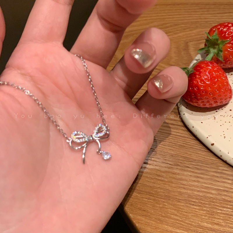 Dây Chuyền Mặt Nơ Đính Đá Thời Trang Cho Nữ