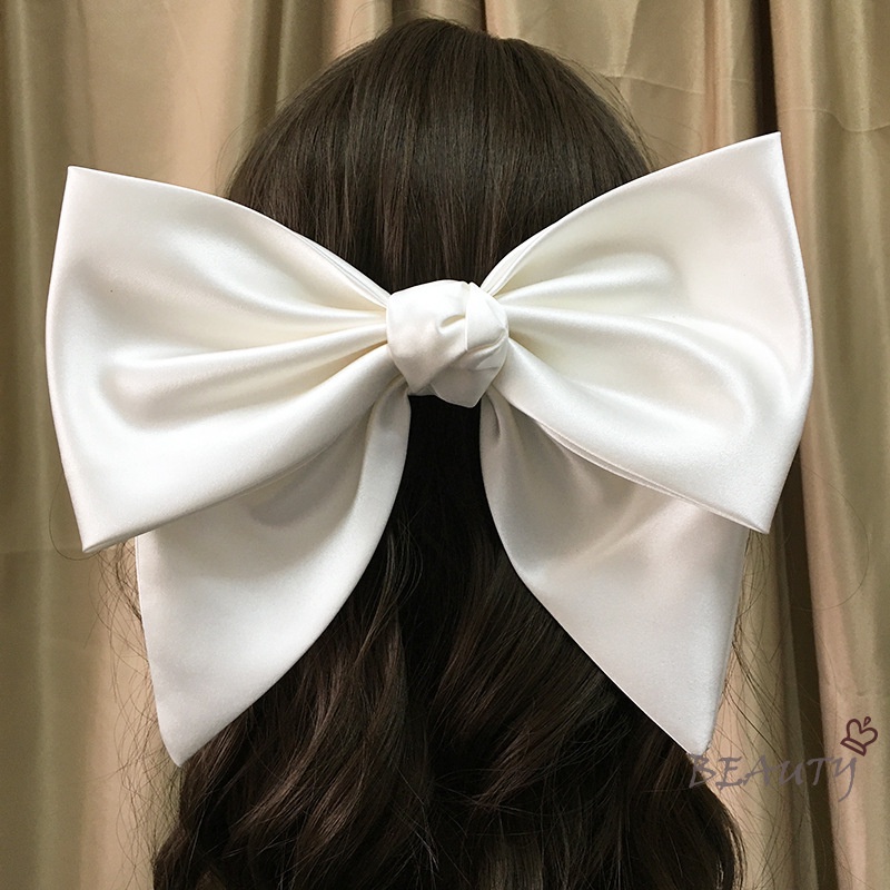 Kẹp Tóc Nơ Bằng Satin Trắng Chất Lượng Cao Mềm Mại Thoải Mái Cho Cô Dâu