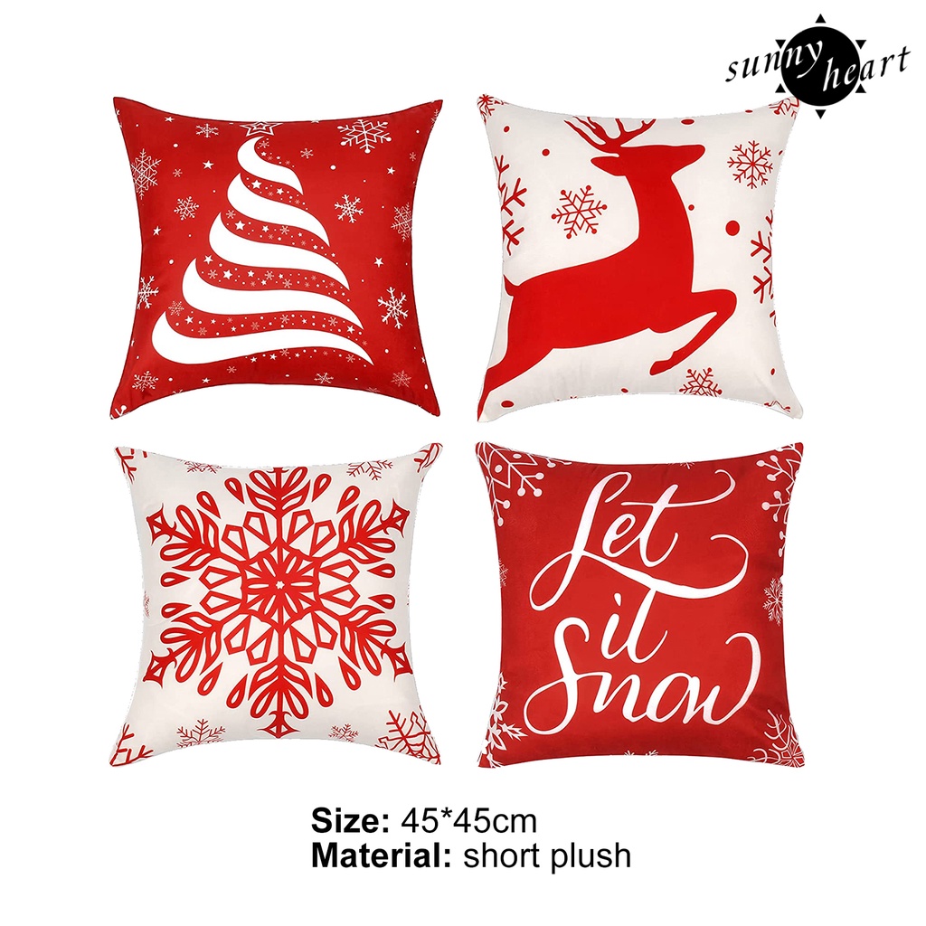Sn Set 4 Vỏ Gối Vuông Thân Thiện Với Da Họa Tiết Giáng Sinh Cho Nhà Nông Trại Hàng Ngày
