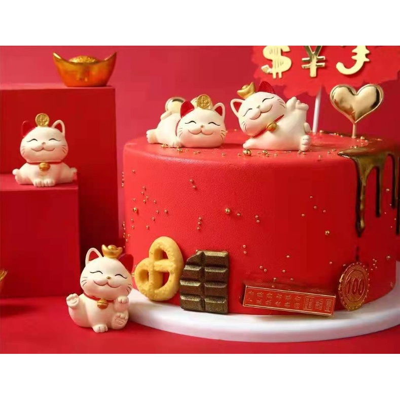 Decor bàn tượng mèo thần tài tạo dáng vui nhộn, trang trí xe hơi