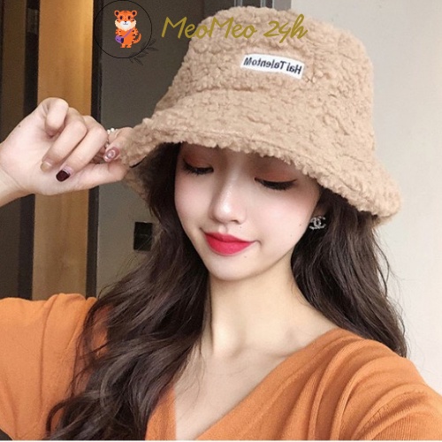 Mũ bucket Nón tai bèo vành cụp nón lông cừu xù mềm mịn nhiều màu sắc Ulzzang form unisex nam nữ