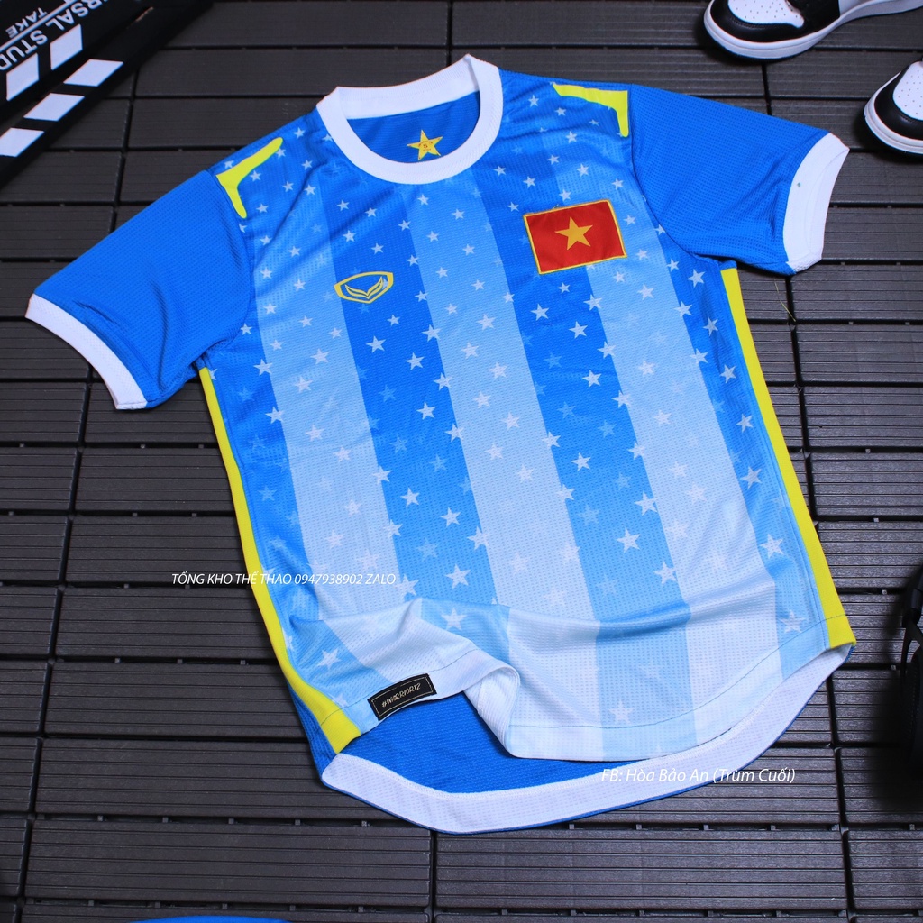 Áo Việt Nam màu xanh siêu hot Vải mè thái mới 2023- Áo Tuyển Viatnam 2023