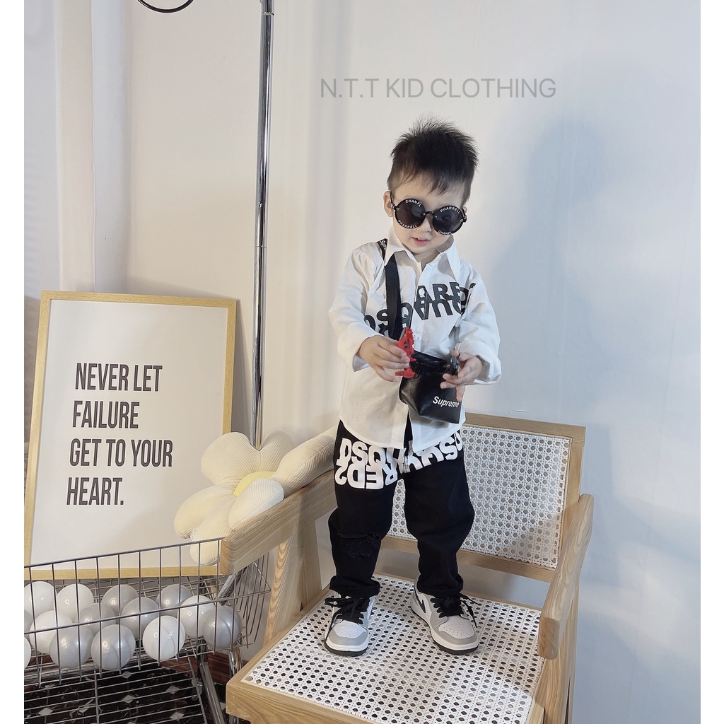 8/30kg SÉT SƠ MI 3CT KÈM TÚI DA XỊN XÒ BÉ TRAI BÉ GÁI DÀI TAY THU ĐÔNG