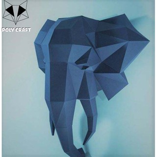 Mô hình giấy decor trang trí tường Đầu voi Ma mút 3D POLYCRAFT