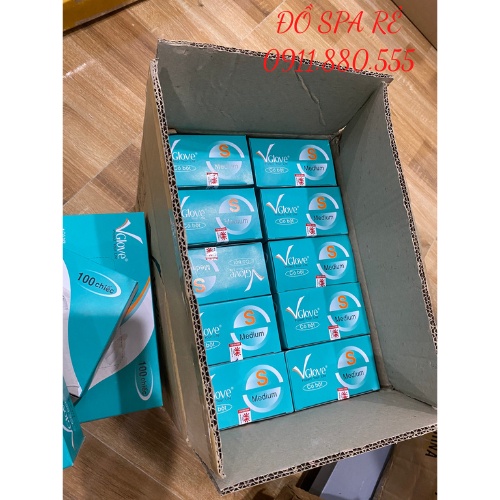 Gang tay y tế | bao tay y tế Vglove có bột và không bột hộp 100 chiếc dùng trong y tế, spa, tmv