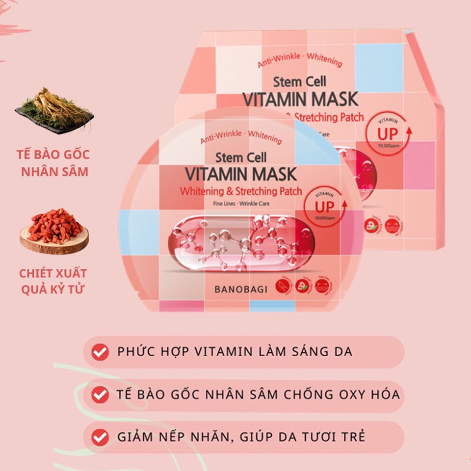 HỘP 10 Mặt Nạ BANOBAGI Bổ Sung Vitamin, Tái Tạo Làn Da Sáng Ngời Victa Genic 30ml x10