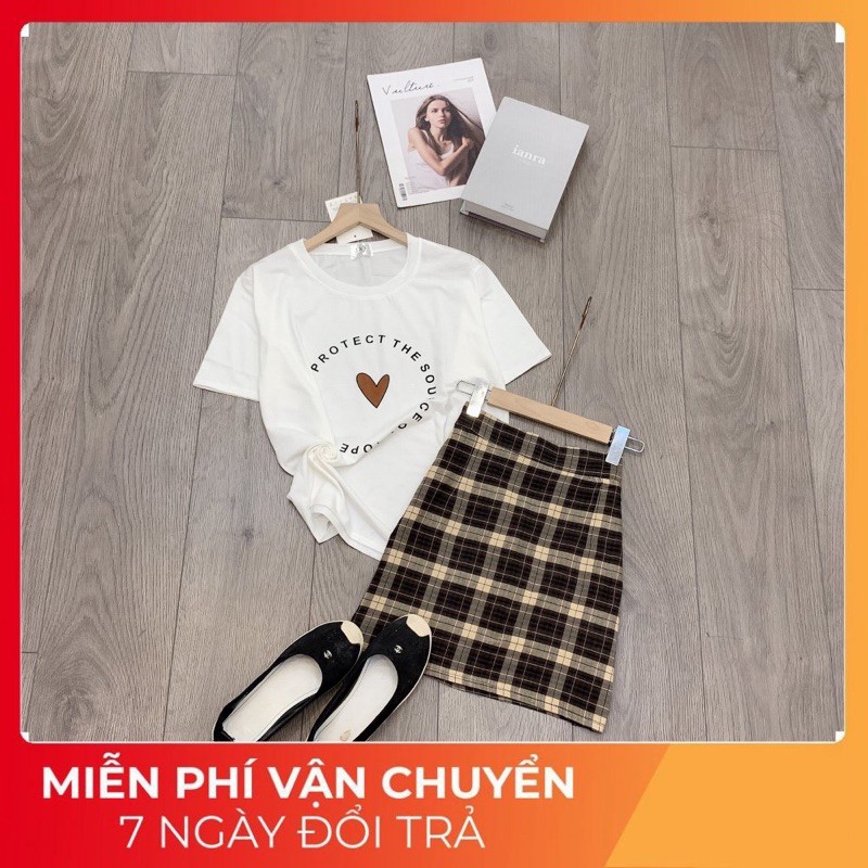 Sét Áo Tim Trắng Mix Cvay Kẻ Nâu Siêu Hót [ 𝐅𝐑𝐄𝐄 𝐒𝐇𝐈𝐏 ] Áo Chất Cotton Tàu L1 Cực Đanh Đẹp Mát