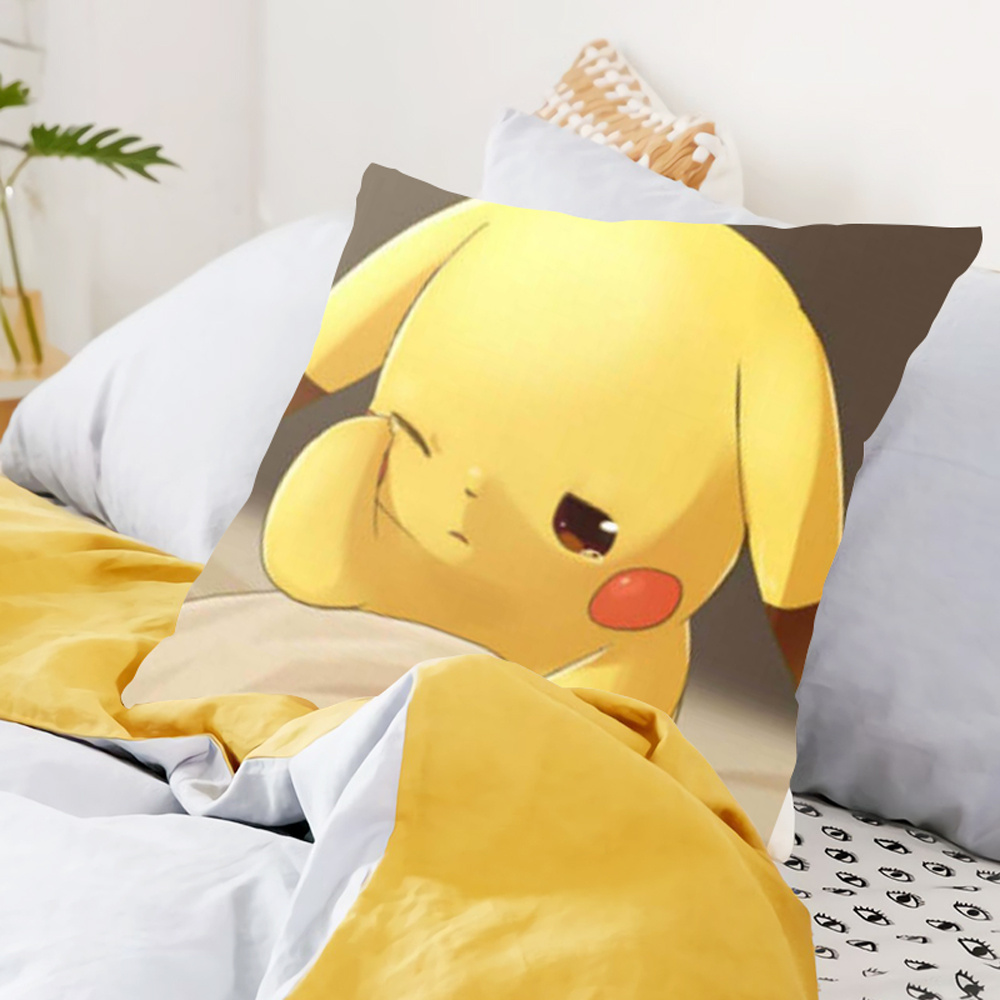 Bộ 2 Vỏ Gối Mềm Hình Pikachu 3D Trang Trí Phòng Ngủ