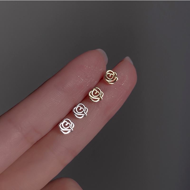 Bông Tai Mạ Bạc 925 Hình Hoa Hồng Thanh Lịch Cho Nữ