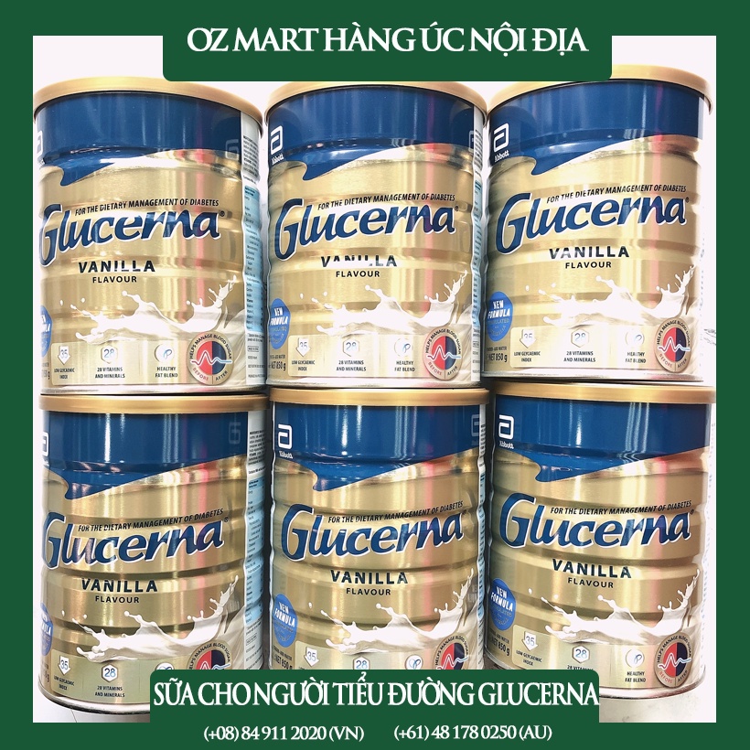 Sữa dành cho người tiểu đường vị vani Úc Glucerna Triple Care Vanilla 850g Oz Mart Hàng Úc Nội Địa