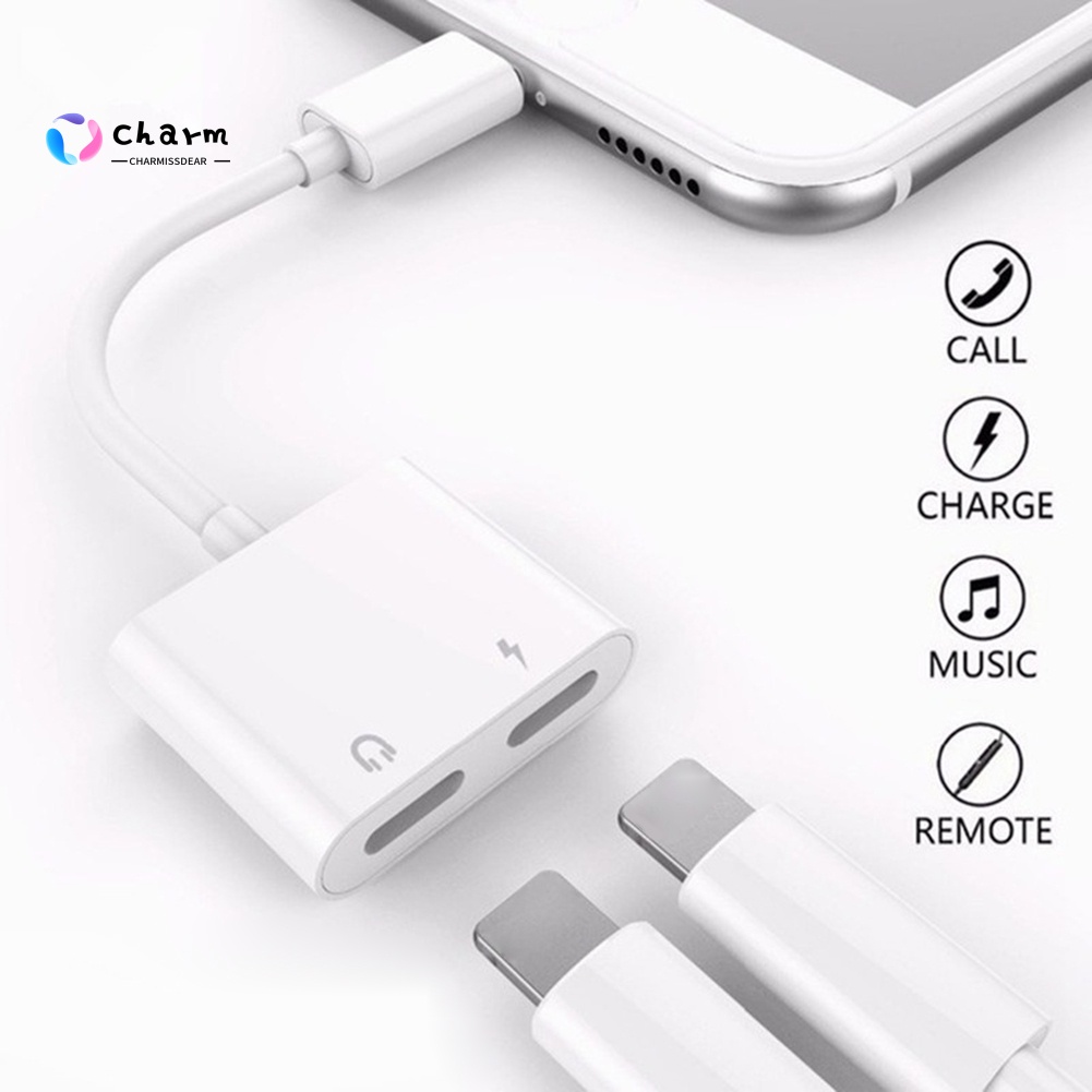 [CM] Availble 2 in 1 Charging Music Call Earphone Converter Adapter Cable for iPhone X/7/8/XS