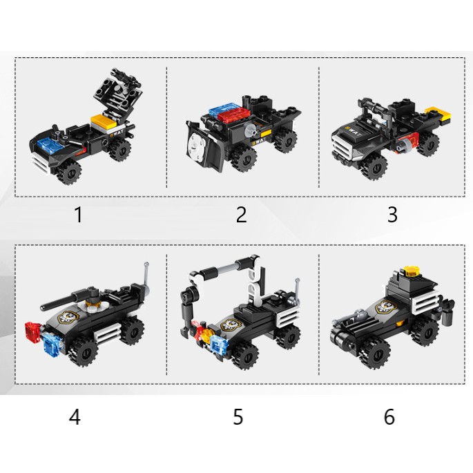 [410 CHI TIẾT-HÀNG CHUẨN] BỘ ĐỒ CHƠI XẾP HÌNH CẢNH SÁT, Lắp Ghép OTO, MÁY BAY, Lắp Ráp ROBOT - 15 TẠO HÌNH