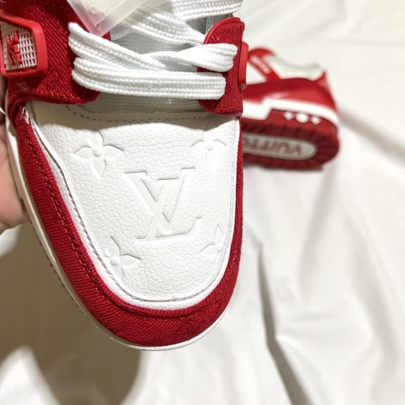 Giày thể thao nam nữ CT Louis vuitton LV trainer nam nữ trắng đỏ red cổ thấp lót hoa S Cấp mới full hộp