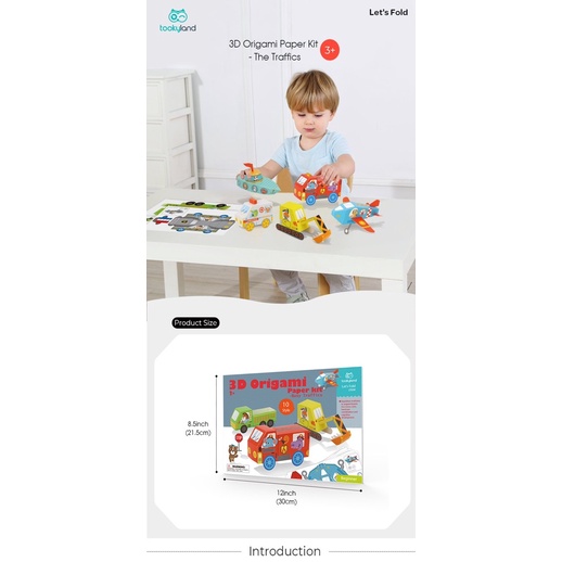 Gấp giấy nghệ thuật Origami phiên bản 3D mô hình ô tô và động vật đồ chơi thủ công sáng tạo cho bé