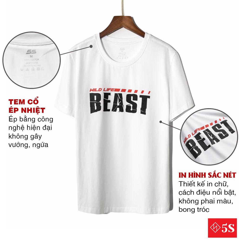 Áo Thun Nam Tay Ngắn Cổ Tròn 5S (3 màu) In Chữ, Chất Liệu Cotton Mềm Mịn, Co Giãn, Thấm Hút Mồ Hôi Cực Tốt (TSO21015) | BigBuy360 - bigbuy360.vn