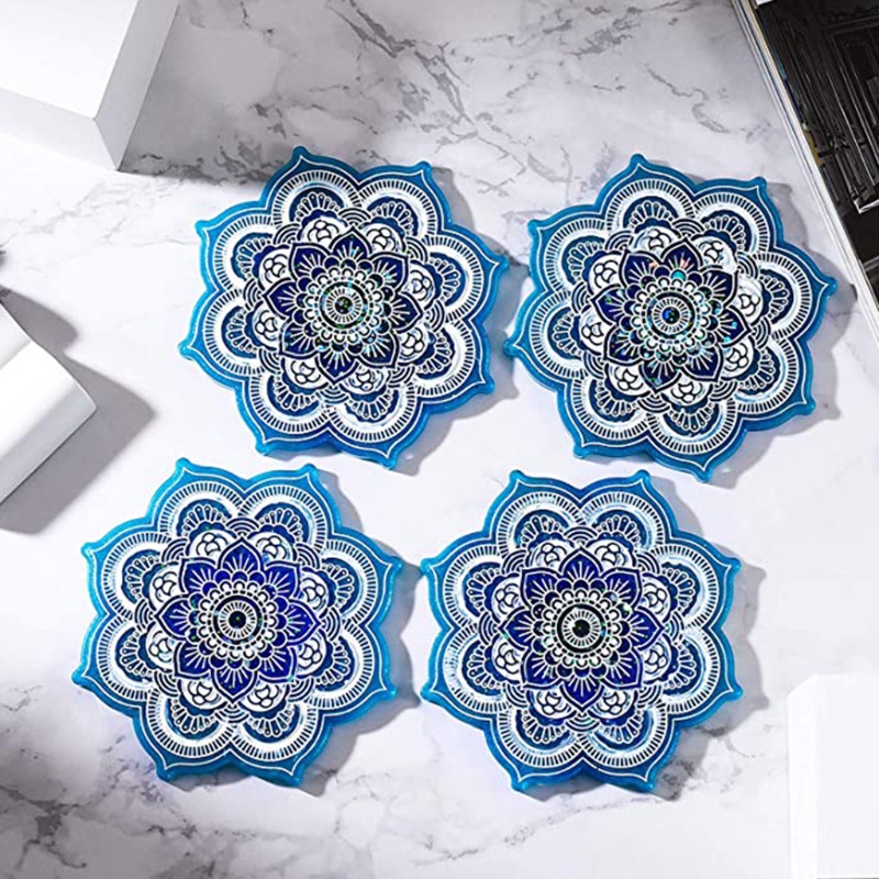 Khuôn Silicon Làm Đế Lót Ly Họa Tiết Mandala Sáng Tạo