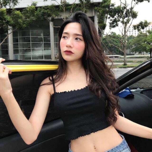 Áo hai dây croptop kiểu 2 dây cuốn biên LIKANO CRT39 | BigBuy360 - bigbuy360.vn