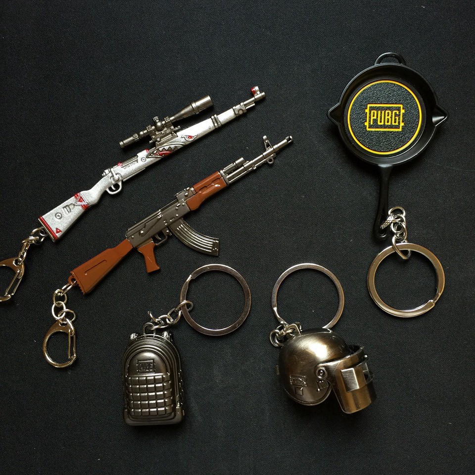 Móc Khóa Hình Súng PUBG-Móc Khóa Hình Vũ Khí Trong Game Pubg-Móc Khóa PUBG Hình Mũ, Giáp, Balo, Chảo, Máy Bay, Huy Hiệu