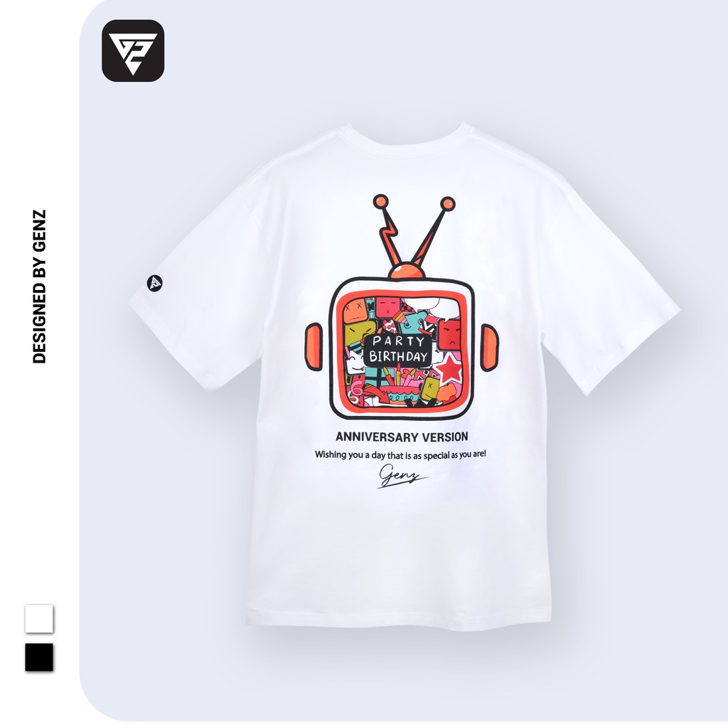 Áo thun tay lỡ GENZ phông unisex nam nữ cotton oversize form rộng TV Party BDay | BigBuy360 - bigbuy360.vn