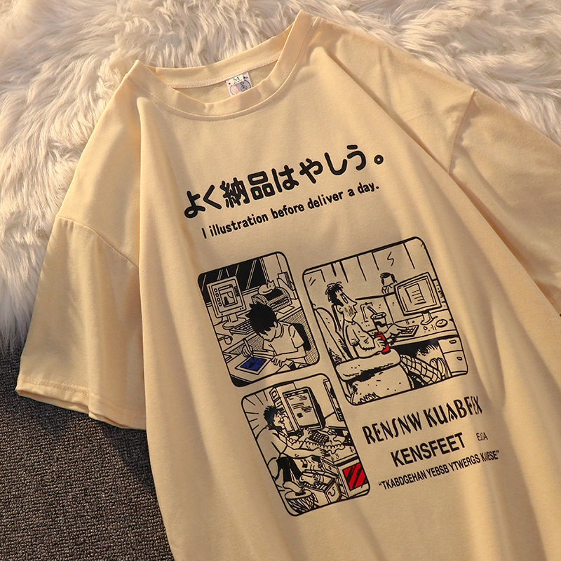 Áo thun nam PEWARN tay ngắn in họa tiết thời trang Nhật Bản