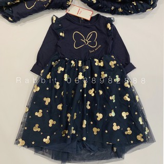 Váy nỉ disney chân ren nhũ vàng - rabbitshop