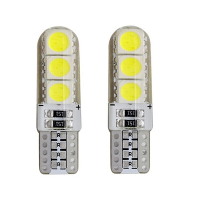 1 Bộ 2 Đèn Led T10 194 5050 6 smd DC 12V Siêu Sáng Chống Thấm Nước Gắn Biển Số Xe Hơi