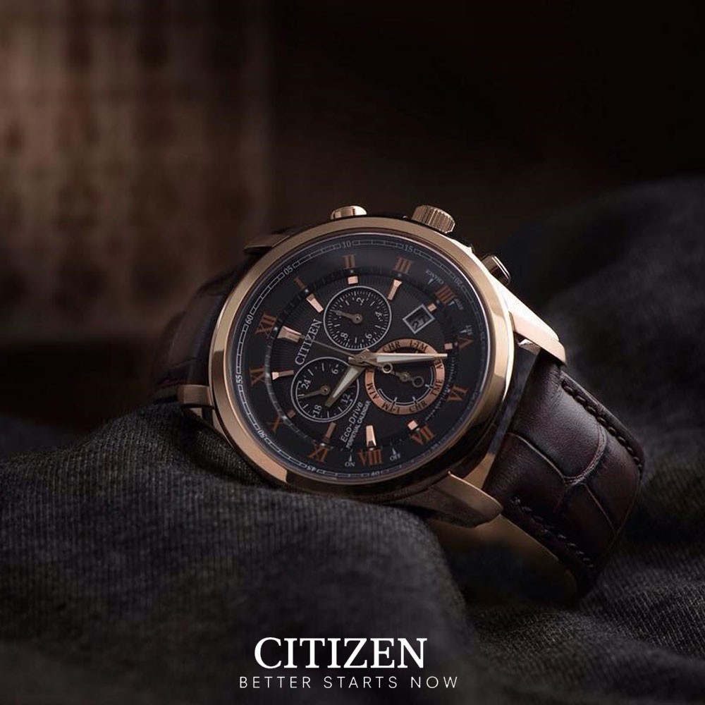 Đồng Hồ Citizen Nam Đa Chức Năng Dây Da BL5542-07E - Mặt Đen (Sapphire)