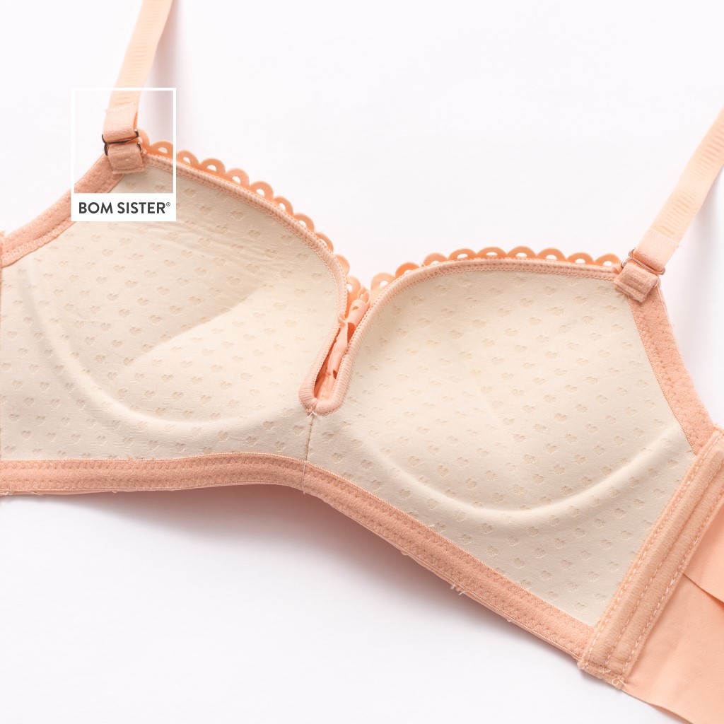 Áo Lót Mút Vừa Thông Hơi Chất Su Viền Lưới Không Gọng Đính Nơ Nâng Ngực Tự Nhiên BOM SISTER A3200 | BigBuy360 - bigbuy360.vn