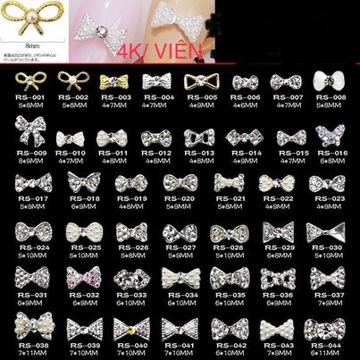 set 10 viên charm nơ loại đính đá(mix từ mã 01->44)