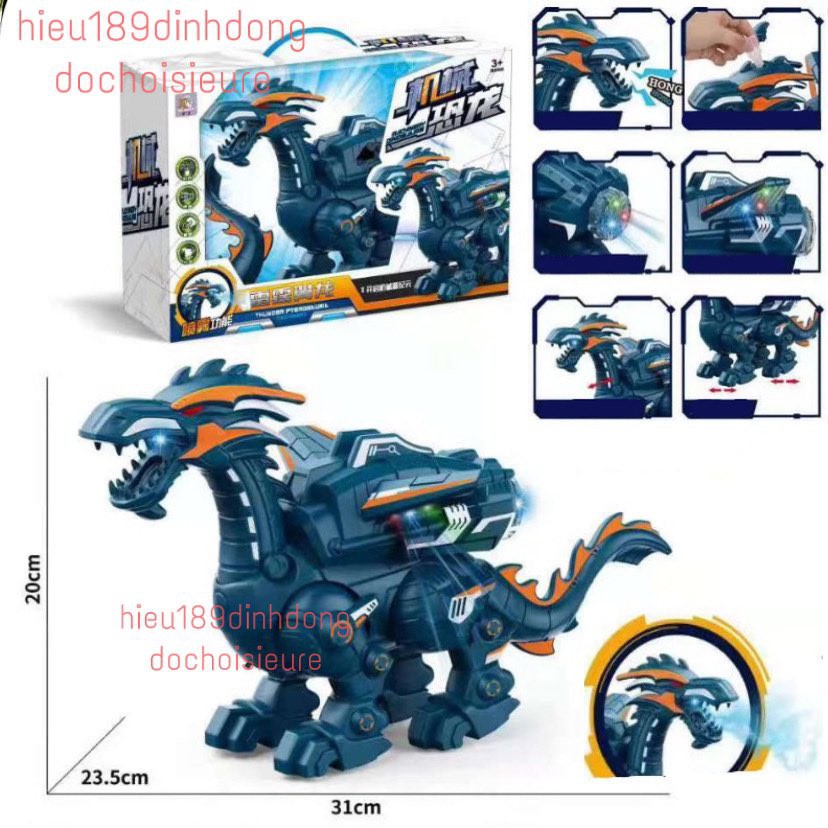 Rồng máy chạy pin có nhạc có đèn có thể phun khói hơi nước