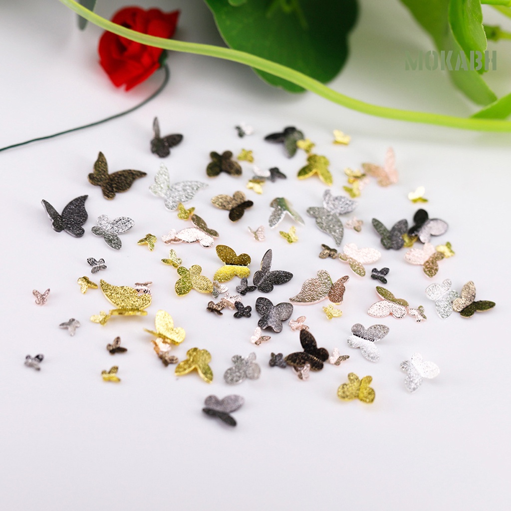 Set 100 Phụ Kiện Hình Bướm 3D Trang Trí Móng Tay Nghệ Thuật