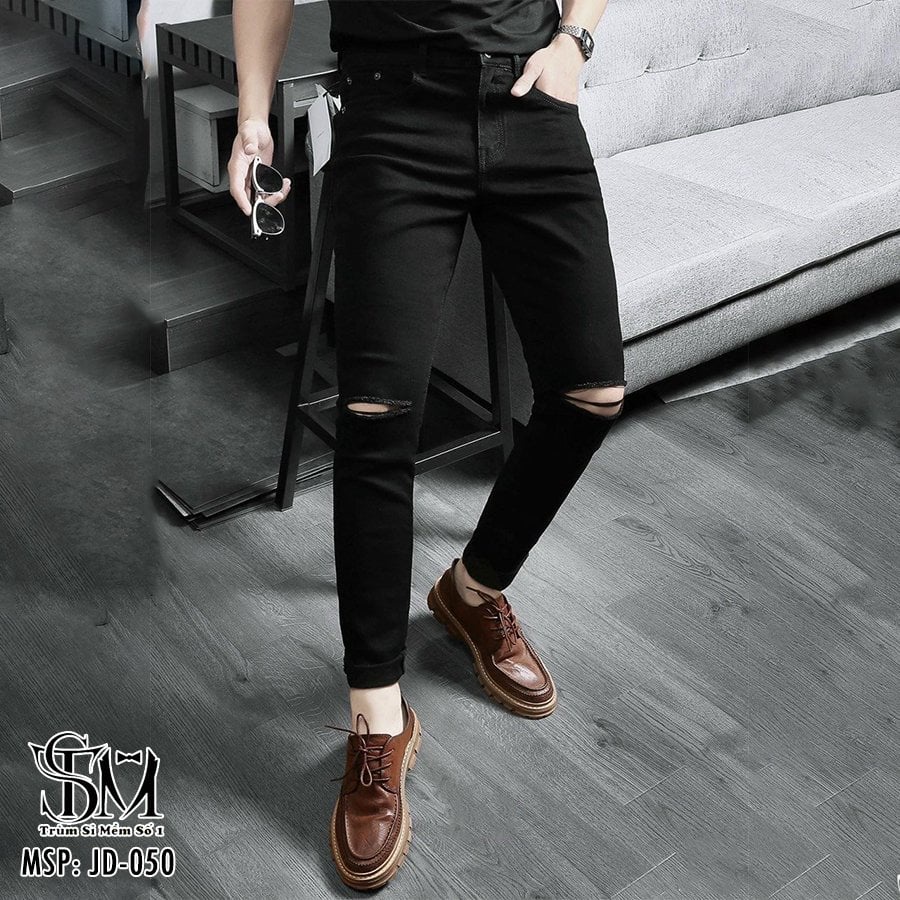 Quần jean dài nam HALLA quần bò co dãn wash trẻ trung phong cách