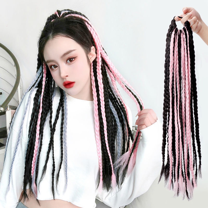Tóc Giả y2k Màu Gradient Bện Dài Tạo Kiểu Tóc Đuôi Ngựa Cho Nữ