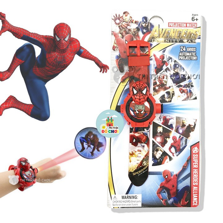 ĐỒNG HỒ CHIẾU HÌNH 3D MẪU SIÊU NHÂN NGƯỜI NHỆN SPIDER MAN CHO BÉ 777-131B-TTĐC