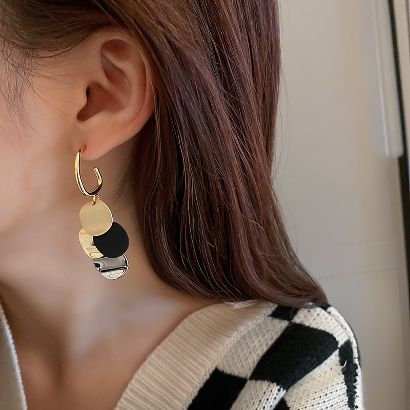 Bông tai tròn bằng kim loại mạ bạc 925 cao cấp thời trang phong cách Hàn Quốc